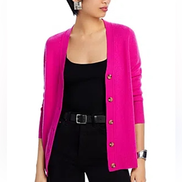 C by Bloomingdales Cashmere Pink Cardigan Sweater